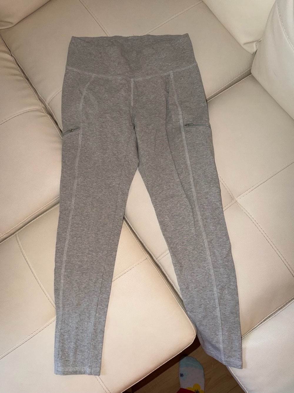 Eileen Fisher Heather Gray High-Rise Leggings with Zip Pockets